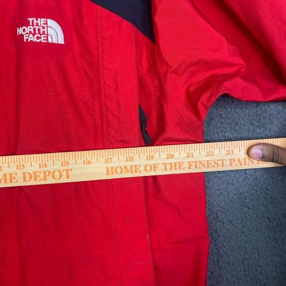 North Face Jacket Fleece Hyvent Mens M Red Black Packaway Hood - Picture 8 of 11